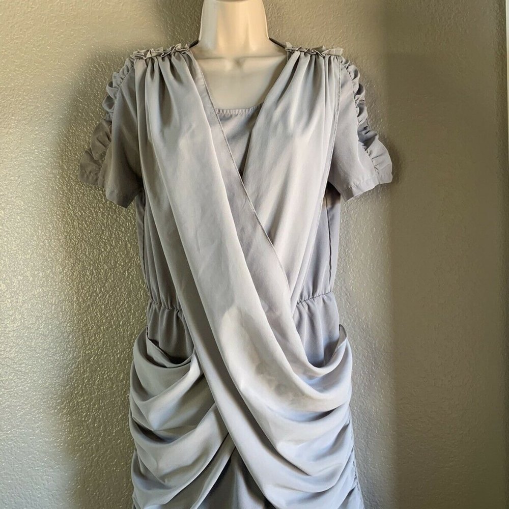 Women’s Rampage Faux Wrap Dress, Light Grey